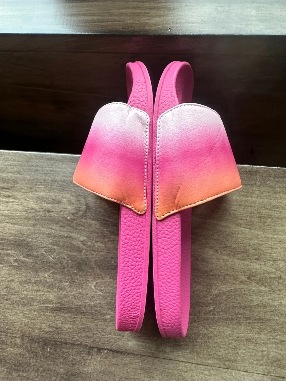 3 Girls Pair Slide Sandals Lot - Coral Ombre + Mint + Light Aqua